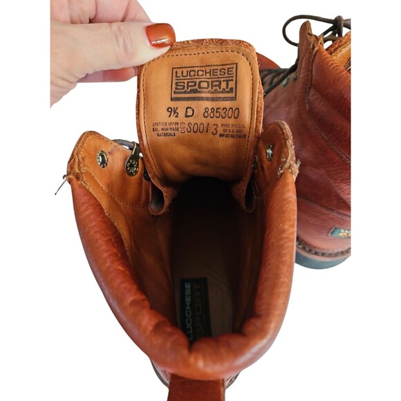 Lucchese Sport Lace Up Boots Mens Size 9.5 D Brown Leather Casual Work Outdoors - Picture 8 of 8